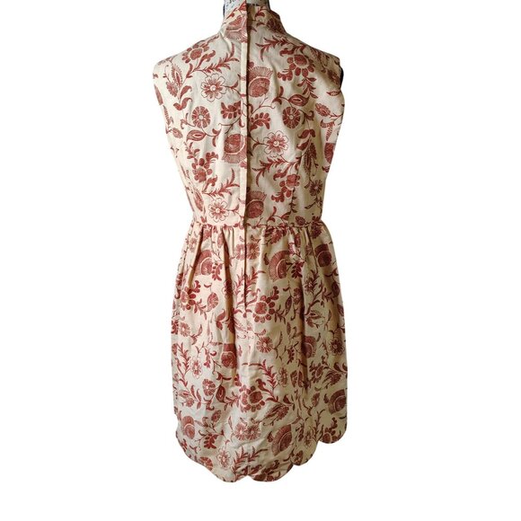 Vintage Denise Are Here Sleeveless Jumper Dress, Size 11/12 Beige Maroon Flower - Picture 2 of 7